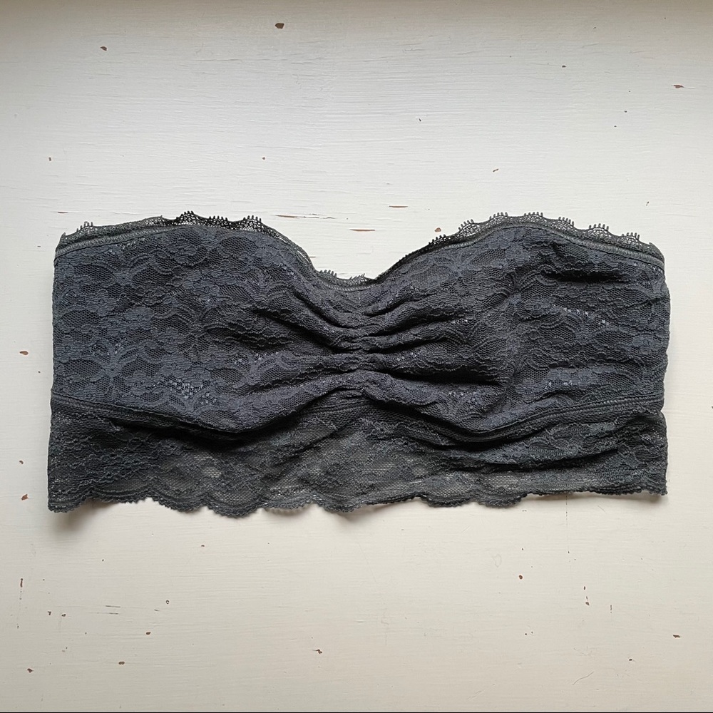 Aerie Dark Gray Lace Bandeau Bralette S